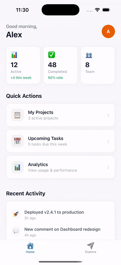 FeatureDeck SDK demo running in a React Native app